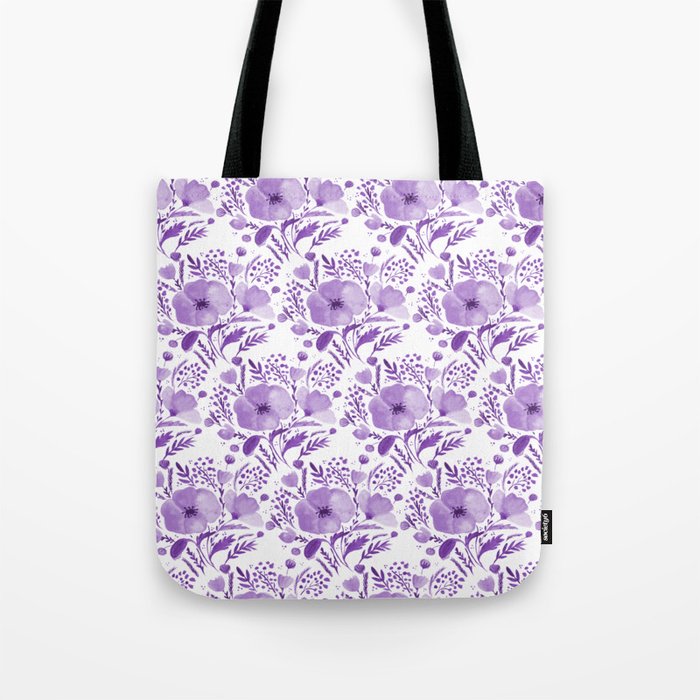 Flower bouquet with poppies - purple Tote Bag