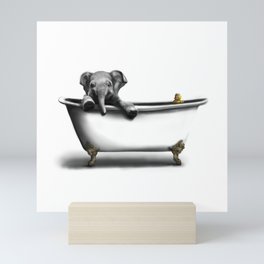 Elephant in Bath Mini Art Print