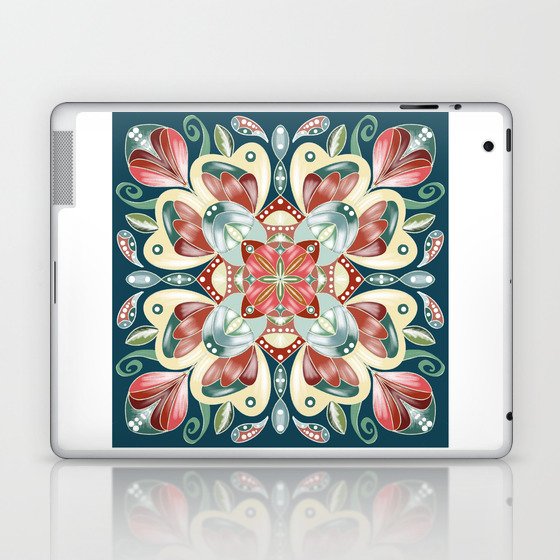 Desert flower mandala in Teal Laptop & iPad Skin
