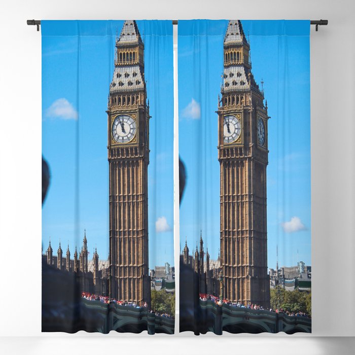 Great Britain Photography - Big Ben Under The Blue Beautiful Sky Blackout Curtain