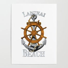 Lanikai Beach Hawaii Nautical Anchor Sailing Poster