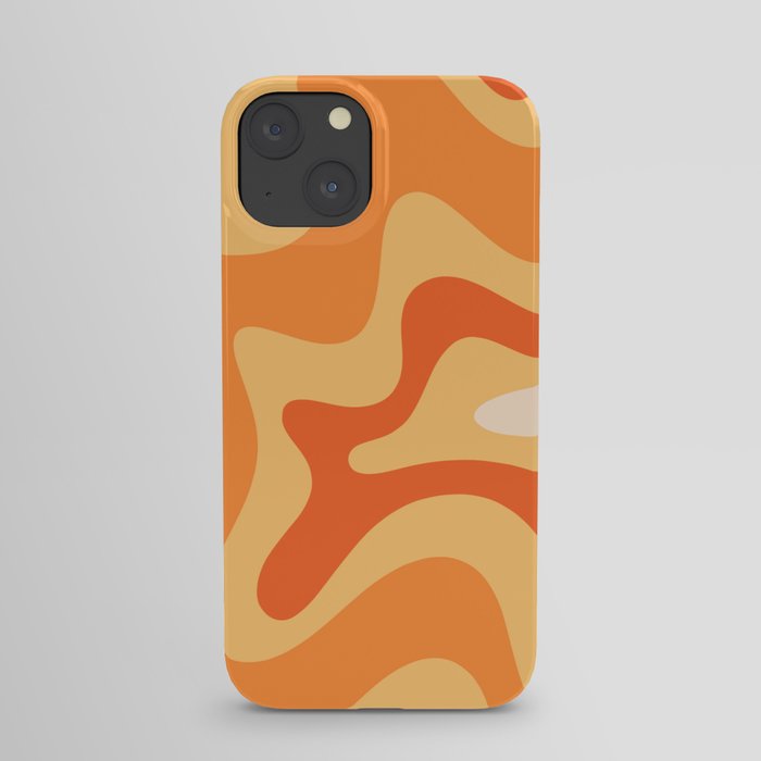 Retro Liquid Swirl Abstract Pattern Square in Tangerine Orange Yellow Tones iPhone Case