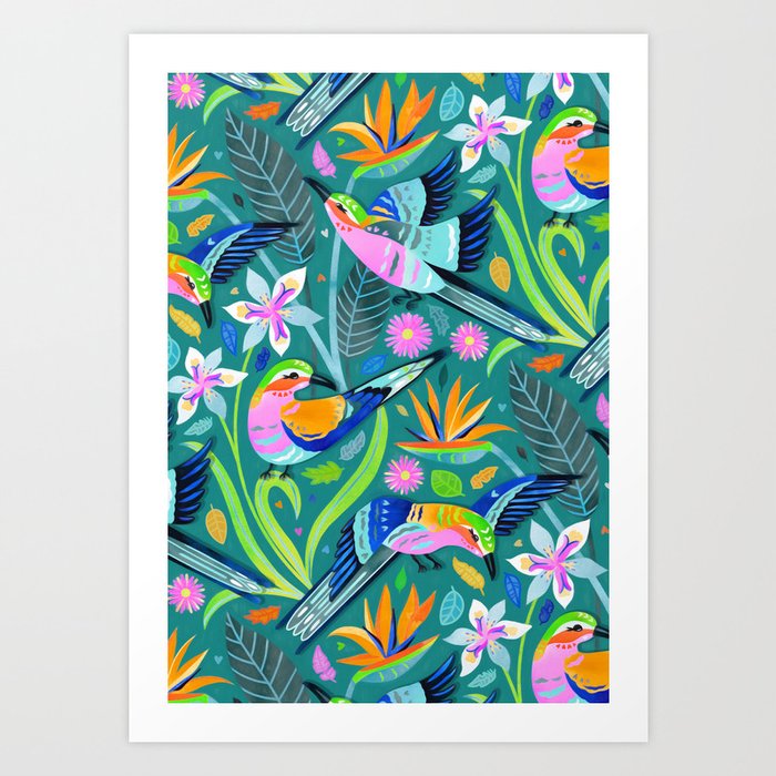 Lively Lilac Breasted Rollers Art Print