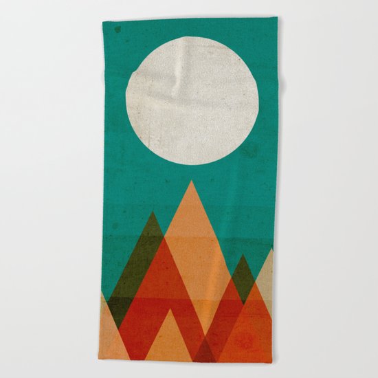 Full moon over Sahara desert Beach Towel