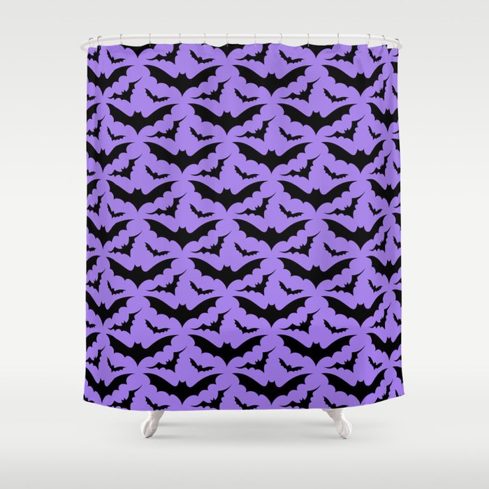 Purple and Black Bats Shower Curtain