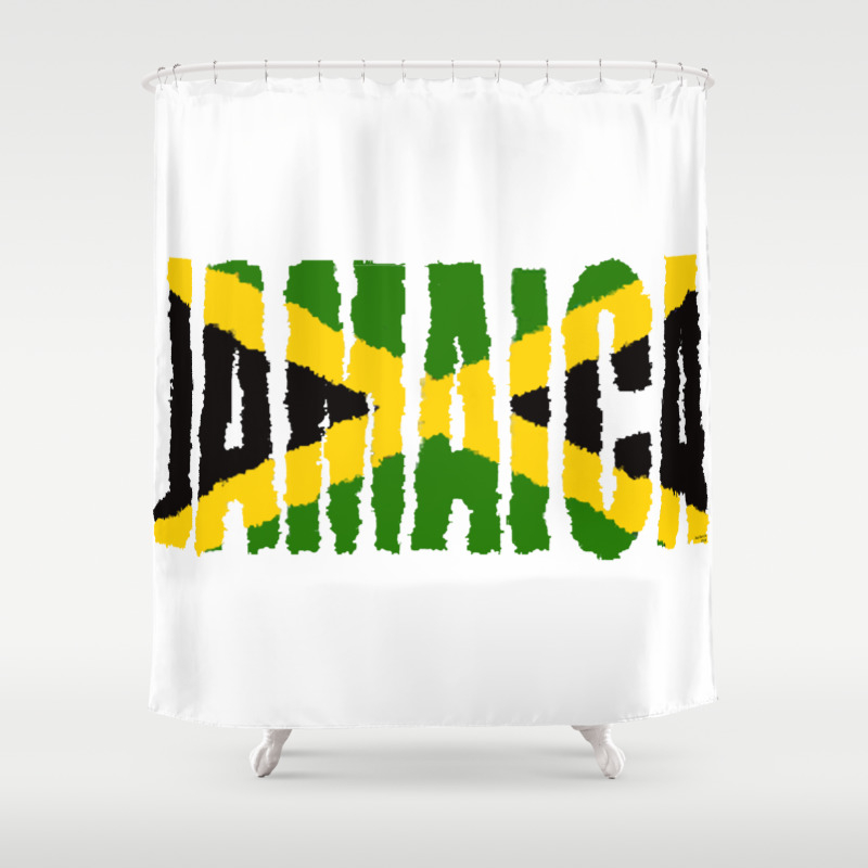 Jamaica Font With Jamaican Flag Shower Curtain By Havocgirl Society6