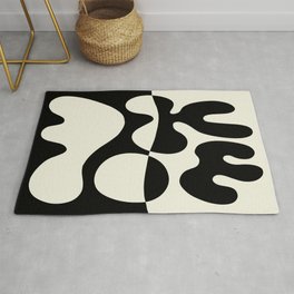 Mid Century Modern Organic Abstraction 235 Black and Linen Rug | Curated, Century, Black, Midcenturymodern, Vintage, Floral, Nature, Matisse, Popart, Boho 