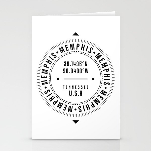 Memphis, Tennessee, USA - 1 - City Coordinates Typography Print - Classic, Minimal Stationery Cards