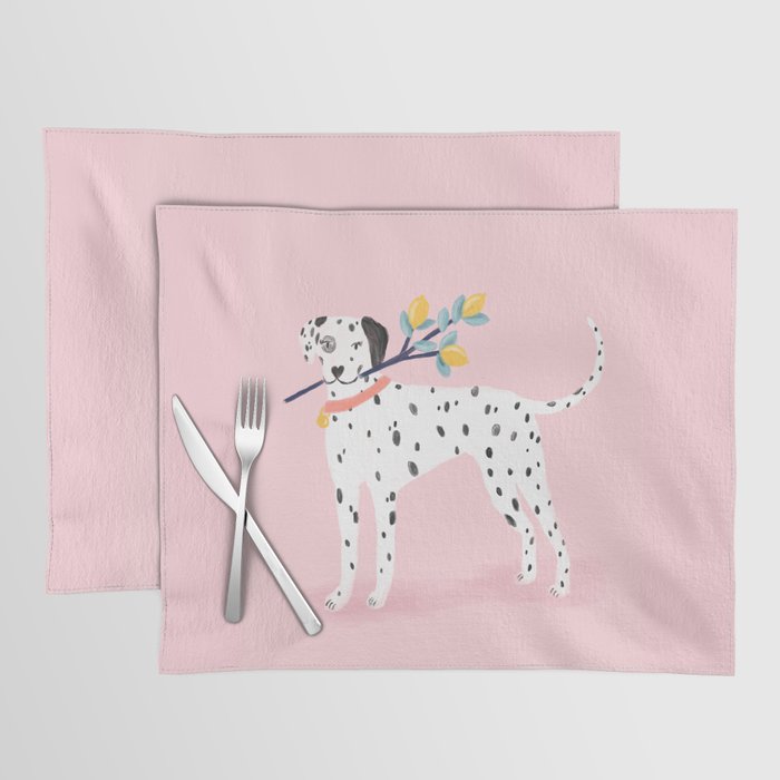 Dalmatian with Lemon Tree in Pink Placemat