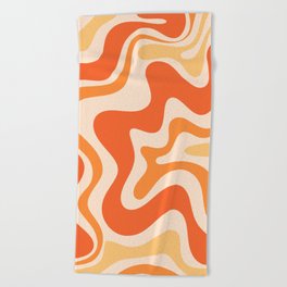Tangerine Liquid Swirl Retro Abstract Pattern Beach Towel