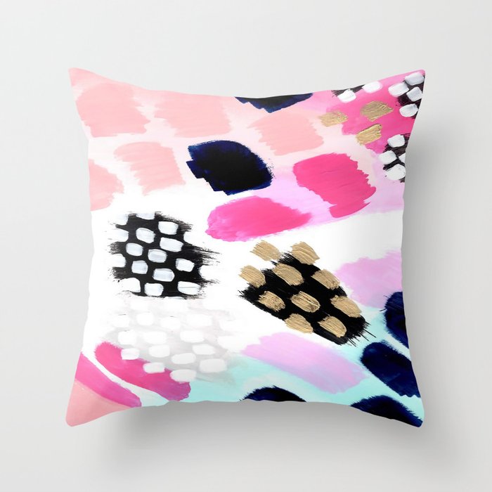 Hot Pink Abstract  Throw Pillow