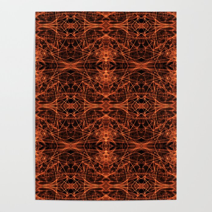Liquid Light Series 49 ~ Orange Abstract Fractal Pattern Poster