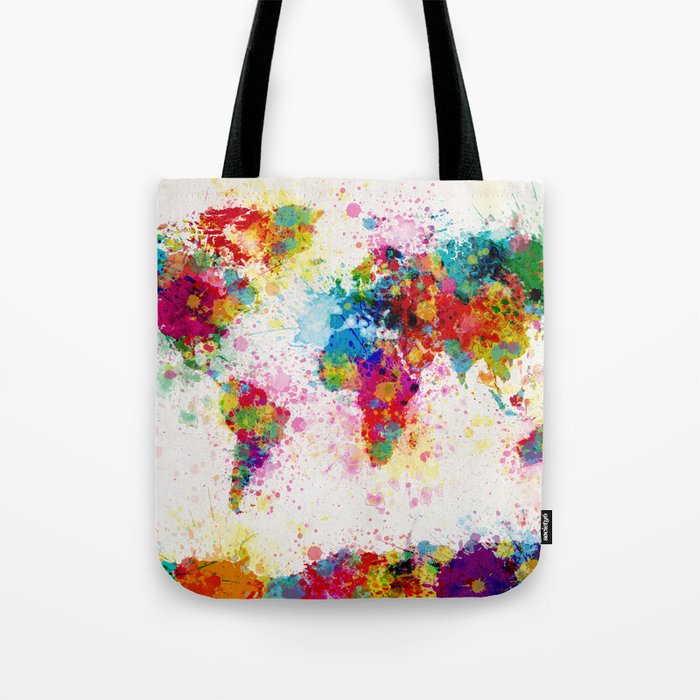 Map of the World Map Paint Splashes Tote Bag