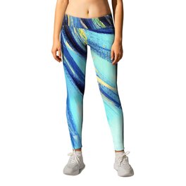Glory of the Snow Leggings | Painting, Gold, Oil, Royalblue, Flower, Gloryofthesnow, Wildflower, Impressionist, Abstract, Blue 