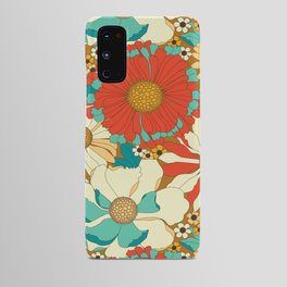 Red, Orange, Turquoise & Brown Retro Floral Pattern Android Case
