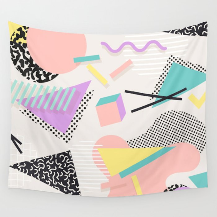 80s / 90s RETRO ABSTRACT PASTEL SHAPE PATTERN Wall Tapestry