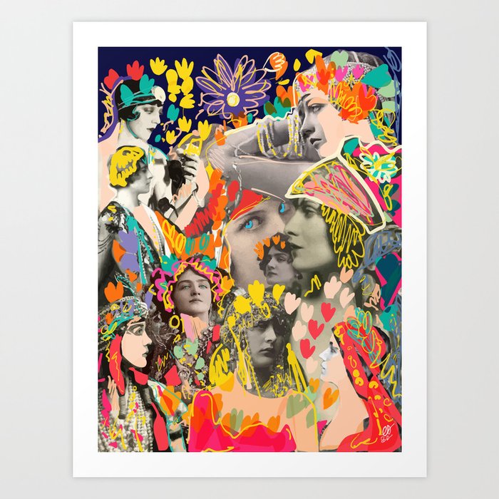 Vintage Ladies Early Century Pop Art Graffiti Collage by Emmanuel