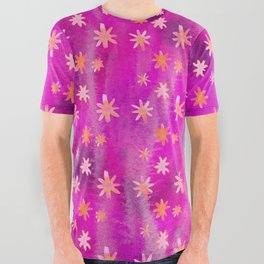 Floral Abstract Watercolor | Vintage (90s Hot Pink) All Over Graphic Tee