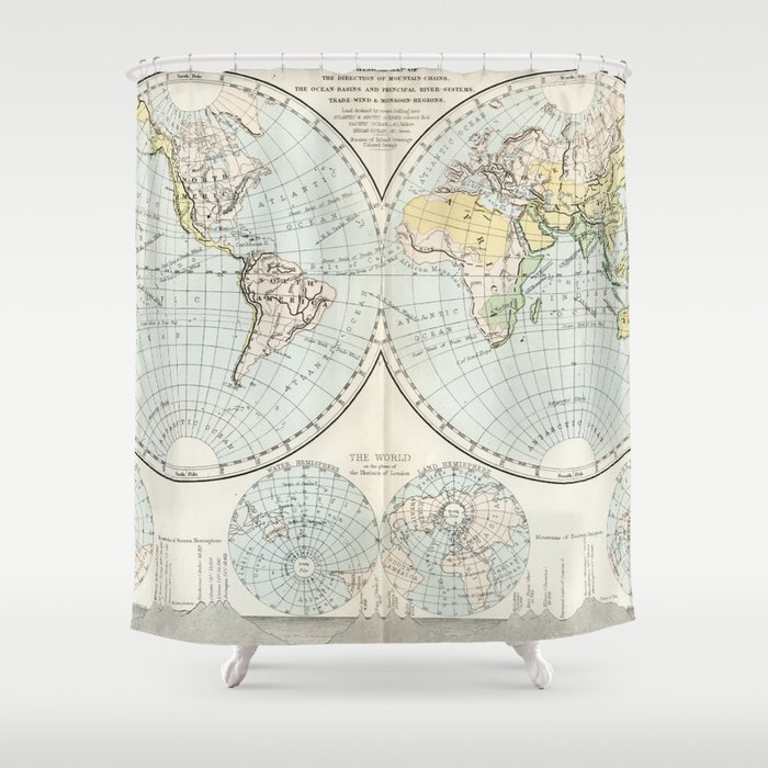 Globe Shower Curtain By Graphikz, Old Map Shower Curtain