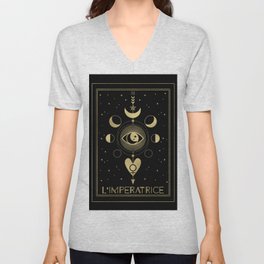 L' Imperatrice or The Empress Tarot Gold V Neck T Shirt