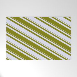 [ Thumbnail: Lavender & Green Colored Striped/Lined Pattern Welcome Mat ]