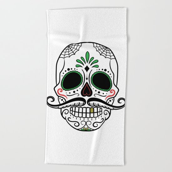 Day Dead Sugar Skull Beach Towel