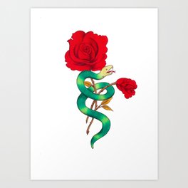 Roses in snake Art Print