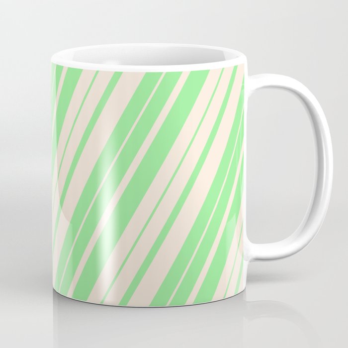 Light Green & Beige Colored Stripes Pattern Coffee Mug