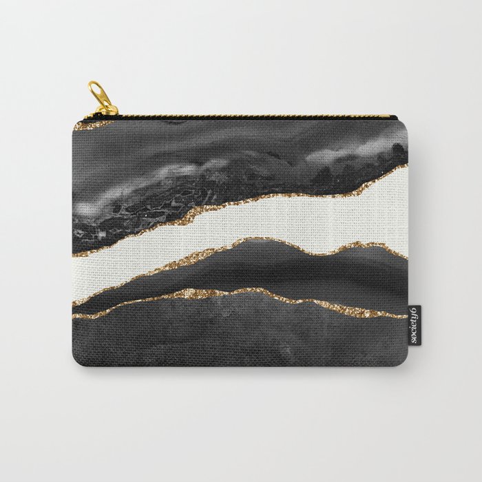 Into the Great Wide Open Black and Gold Agate Carry-All Pouch