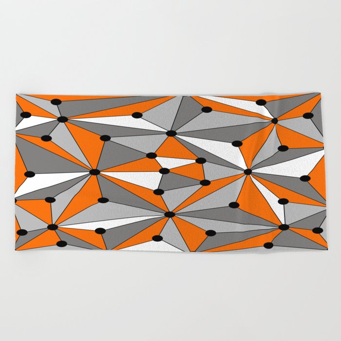 Abstract geometric pattern - orange, gray, black and white. Beach Towel