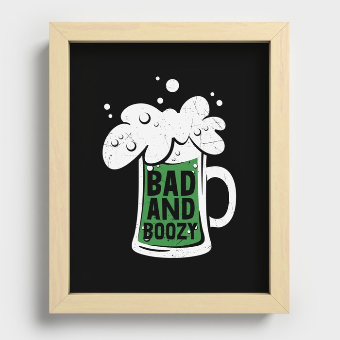 Bad And Boozy Green Beer Recessed Framed Print