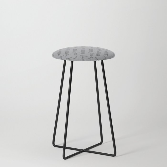 Dog Woof Quotes Gray Grey Silver Counter Stool