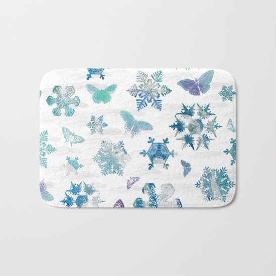 Snowflakes and Butterflies Bath Mat
