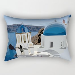 Santorini Travel illustration Rectangular Pillow