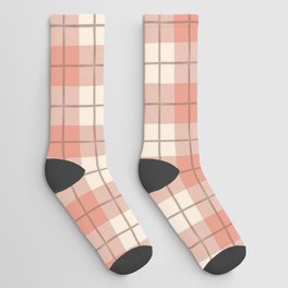 Soft Blush Pink and White Buffalo Check Plaid  Socks