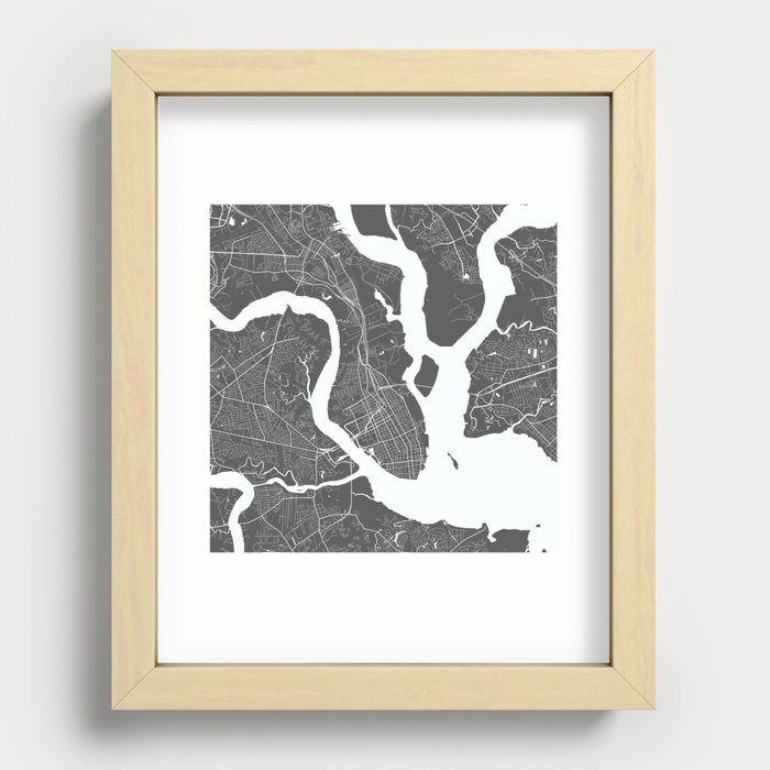 Charleston USA Modern Map Art Print Recessed Framed Print