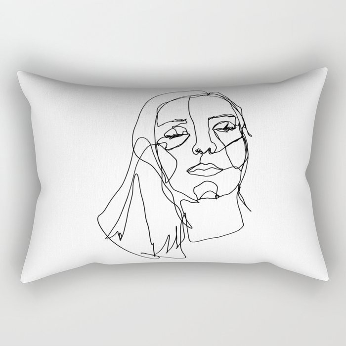 LINE ART FEMALE PORTRAITS III-I-I Rectangular Pillow