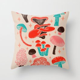Texas Mushrooms – Red, Pink, and Turquoise Throw Pillow