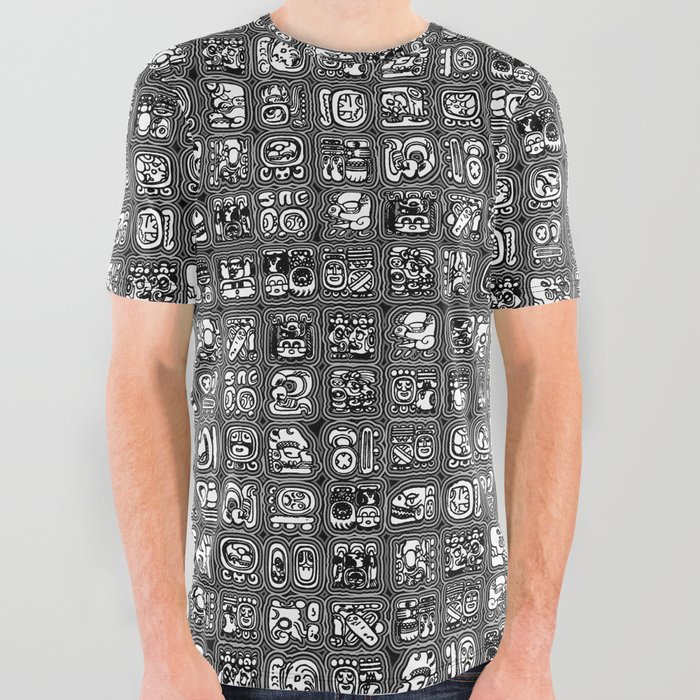 Mayan Temple B&W All Over Graphic Tee
