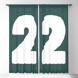 2 (White & Dark Green Number) Blackout Curtain