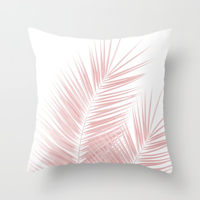 Blush Pink Palm Leaves Dream - Cali Summer Vibes #1 #tropical #decor #art #society6 Throw Pillow