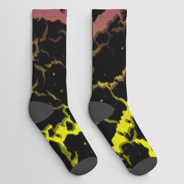 Cracked Space Lava - Yellow/Purple Socks