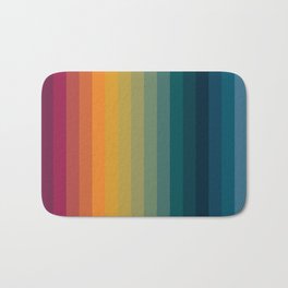 Colorful Abstract Vintage 70s Style Retro Rainbow Summer Stripes Bath Mat | Summer, 80S, Abstract, 1970S, Multicolor, Rainbow, Stripes, Colors, Pattern, Vintage 