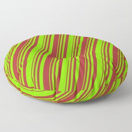 [ Thumbnail: Chartreuse and Brown Colored Stripes/Lines Pattern Floor Pillow ]