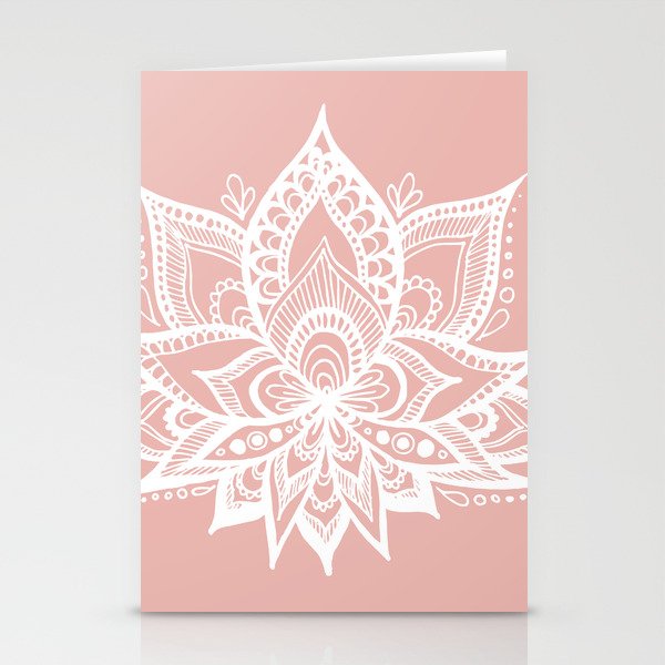 White Lotus Flower on Rose Gold Stationery Cards