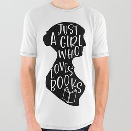 Just A Girl Who Loves Books All Over Graphic Tee