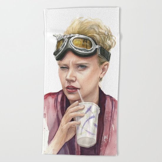 Jillian Holtzmann Portrait | Ghostbusters Art Painting Beach Towel