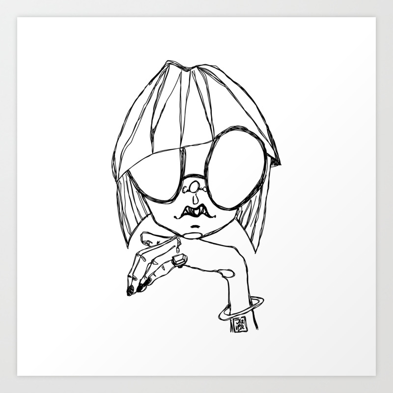 The Girl With A Bob Haircut And Sunglasses Art Print By Ilaviu Society6
