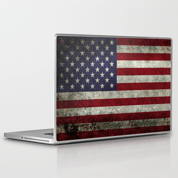 American Flag Old Glory In Dark Worn Grunge Laptop Ipad Skin By Brucestanfield Society6