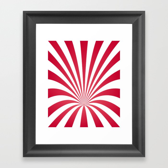 Red White and Pink Stripes Swirl Funnel Vintage Framed Art Print